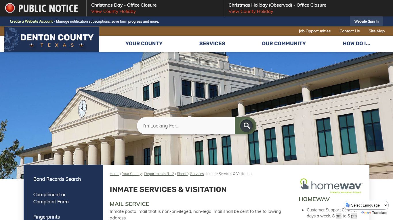 Inmate Services & Visitation | Denton County, TX