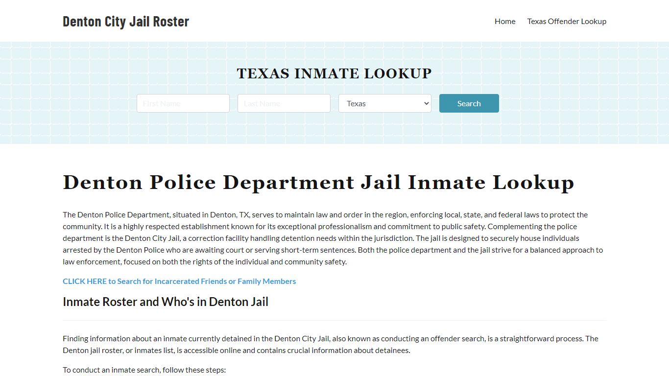 Denton Police Department & City Jail, TX Inmate Roster, Arrests, Mugshots